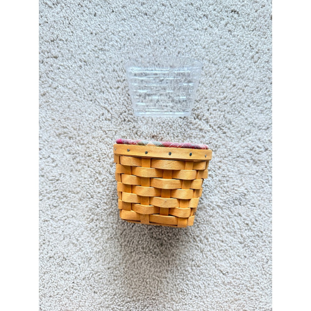 Longaberger 1998 Small Wall Hanging Basket with Plaid Liner and Protector